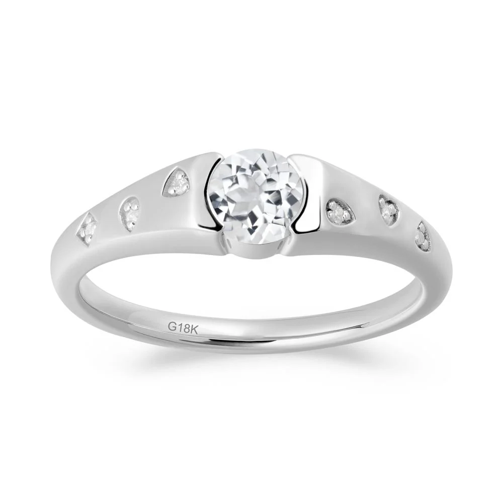 Minimalist Round White Topaz Promise Ring - Image 3