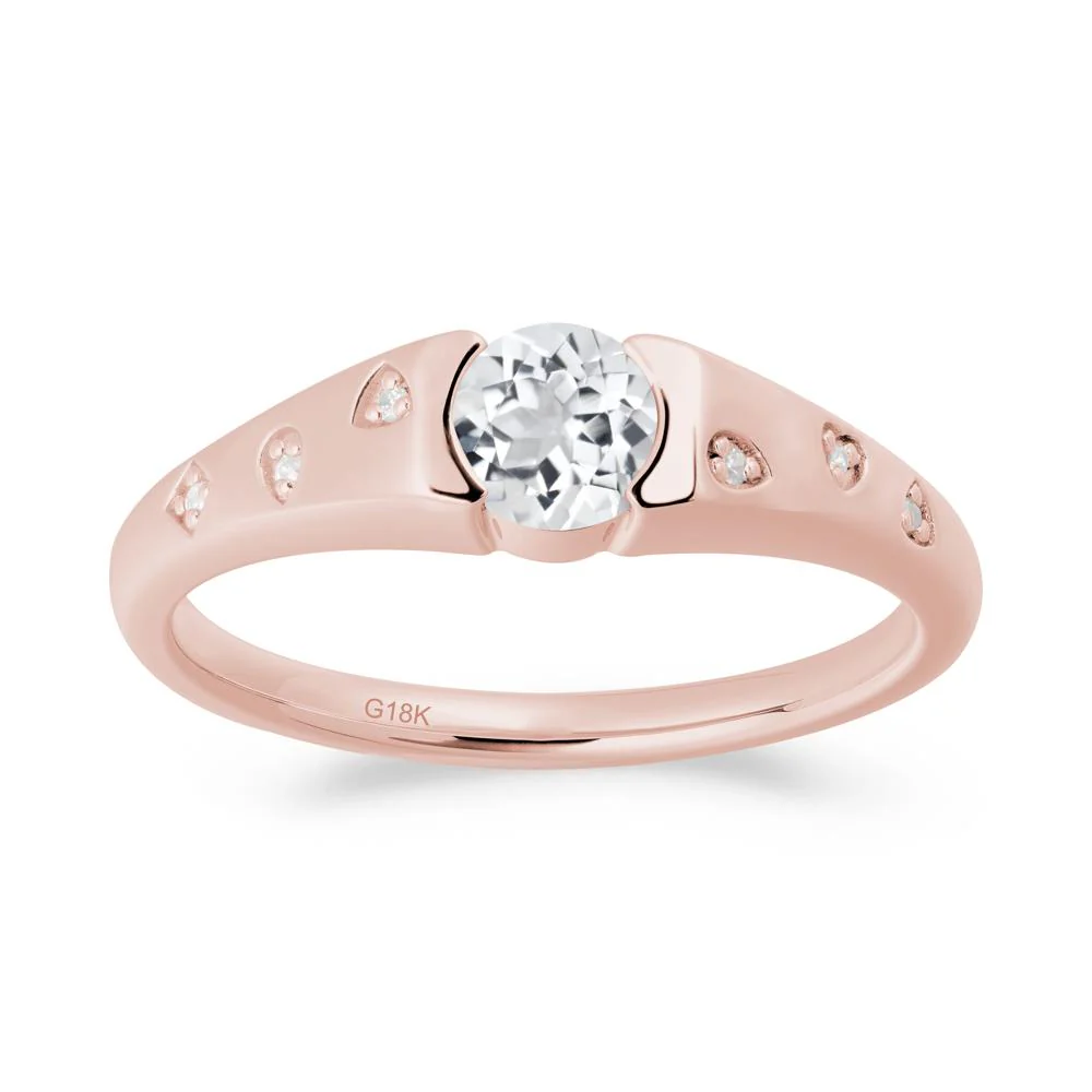 Minimalist Round White Topaz Promise Ring - Image 5