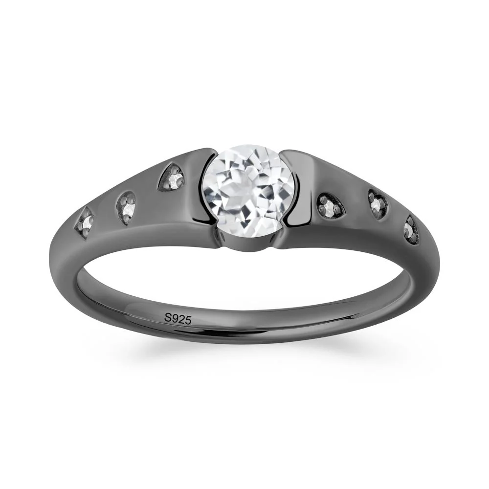 Minimalist Round White Topaz Promise Ring - Image 6