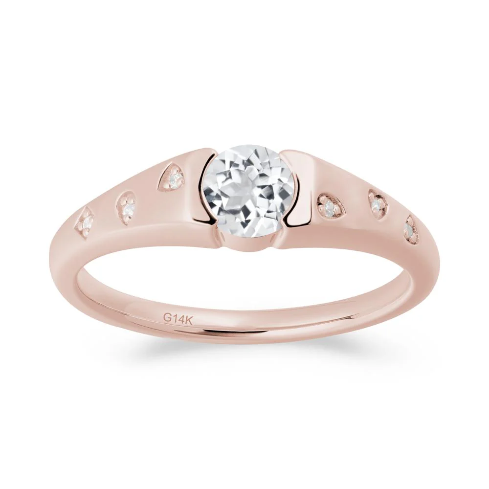 Minimalist Round White Topaz Promise Ring - Image 7