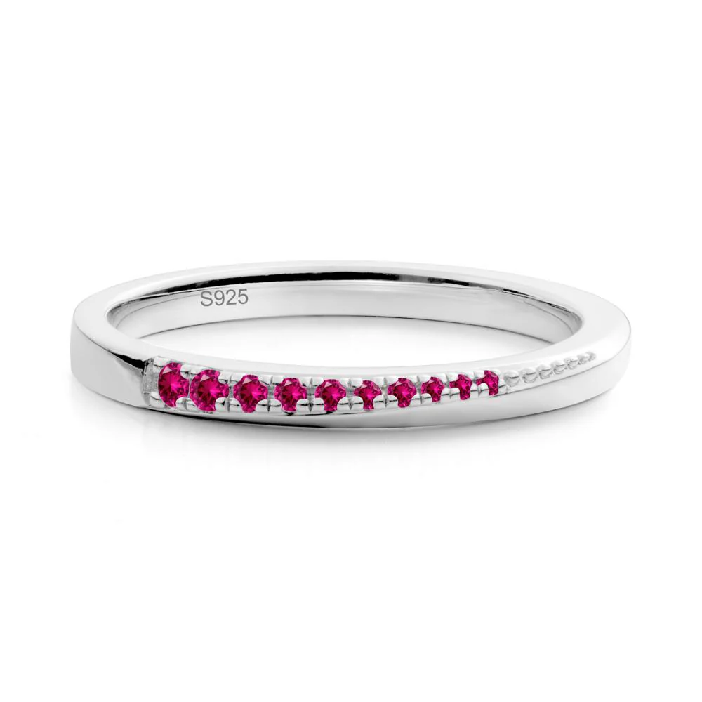 Minimalist Ruby Stackable Wedding Ring - Image 8