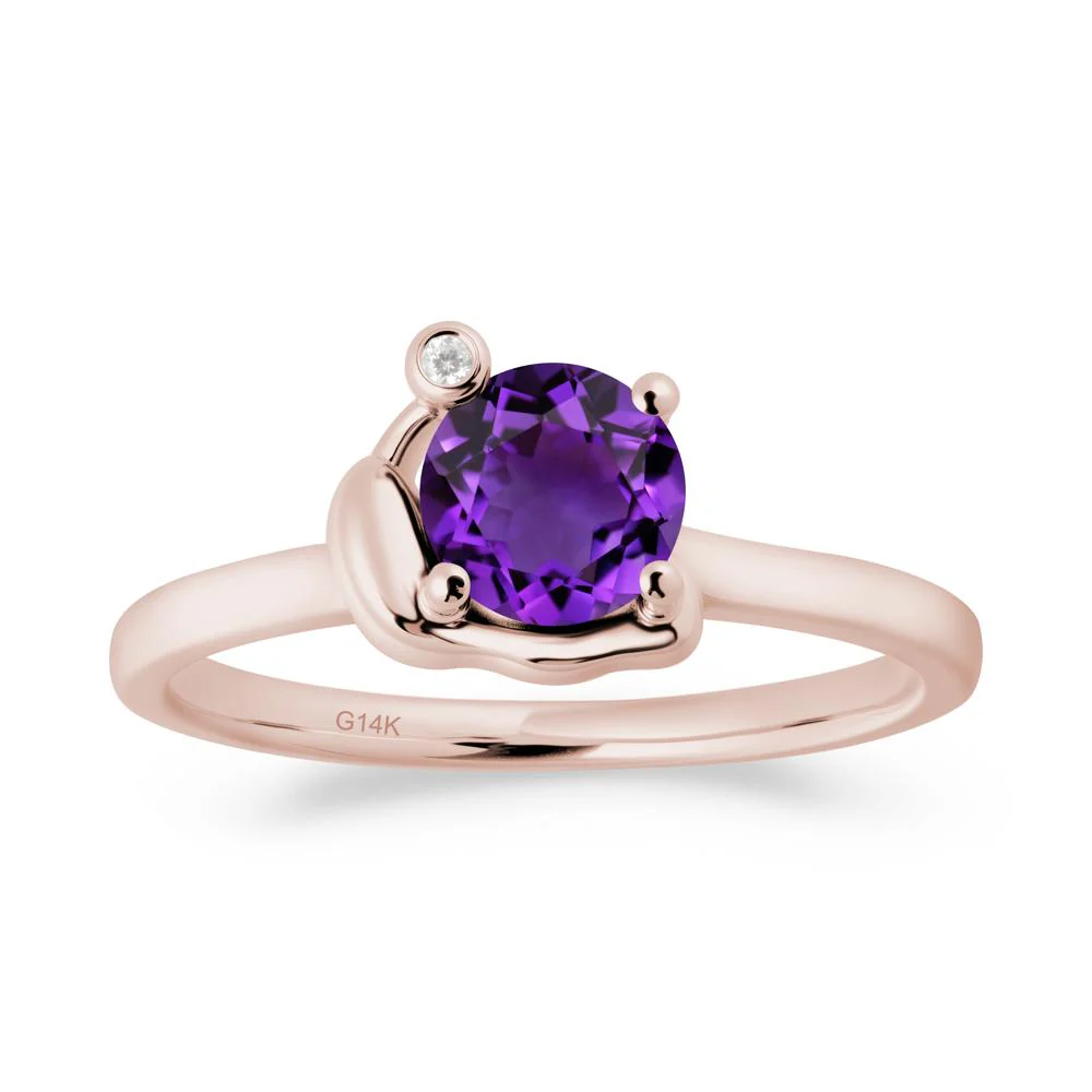 Minimalist Snail Inspired Amethyst Ring - Image 9