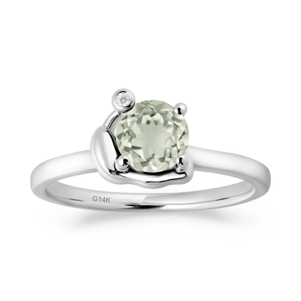 Minimalist Snail Inspired Green Amethyst Ring - Image 7