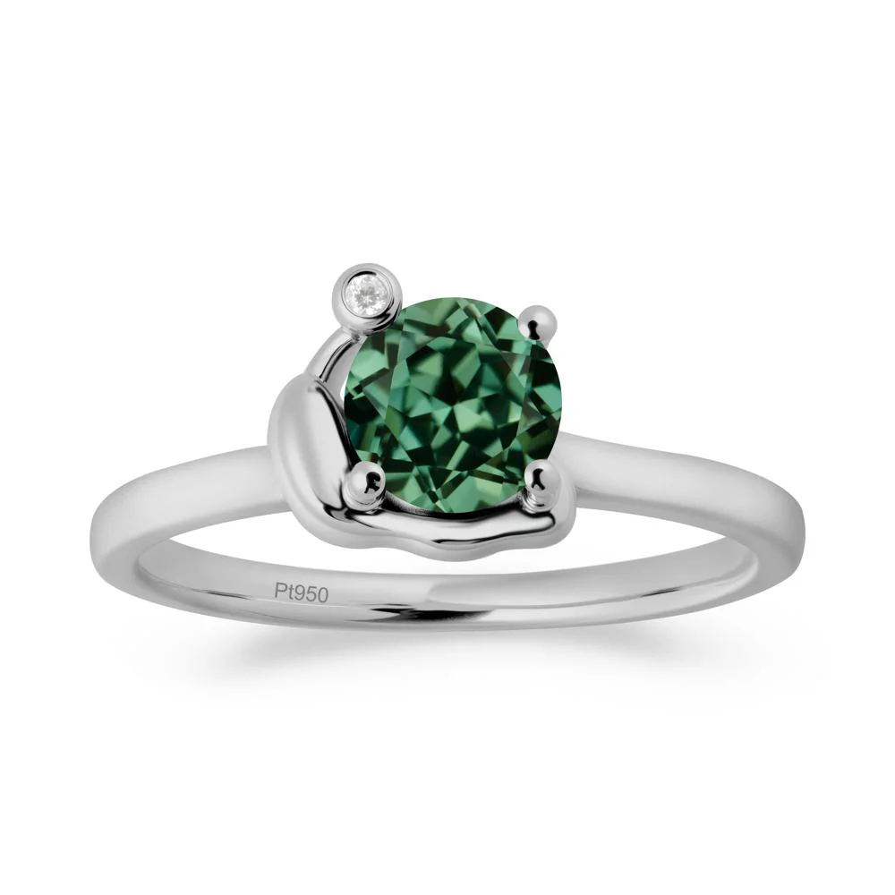 Minimalist Snail Inspired Green Sapphire Ring