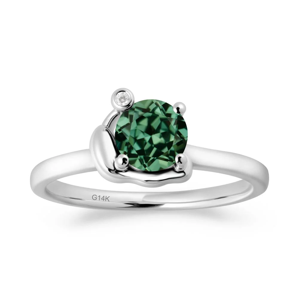 Minimalist Snail Inspired Green Sapphire Ring - Image 4