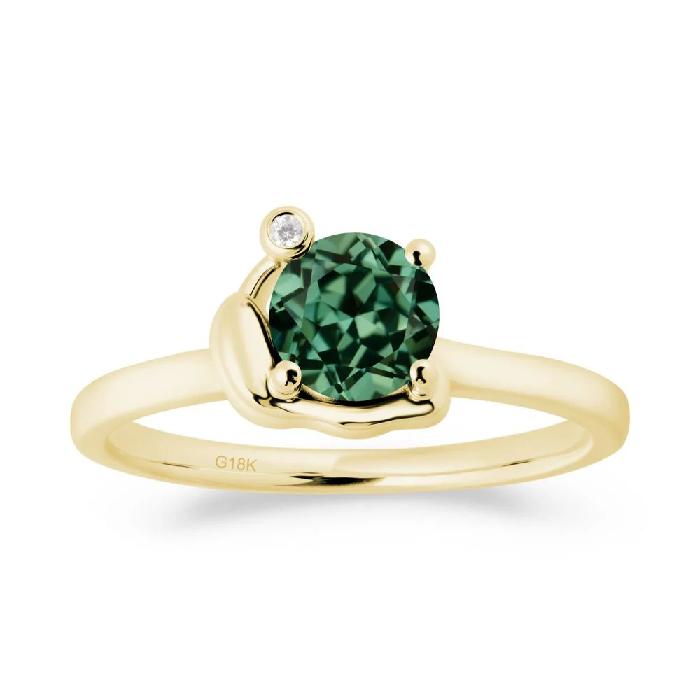 Minimalist Snail Inspired Green Sapphire Ring - Image 8