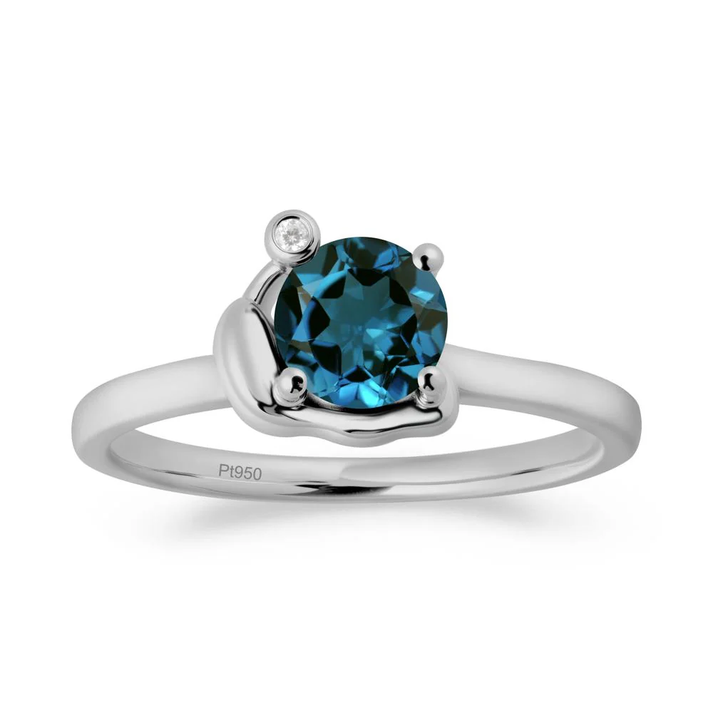 Minimalist Snail Inspired London Blue Topaz Ring - Image 5