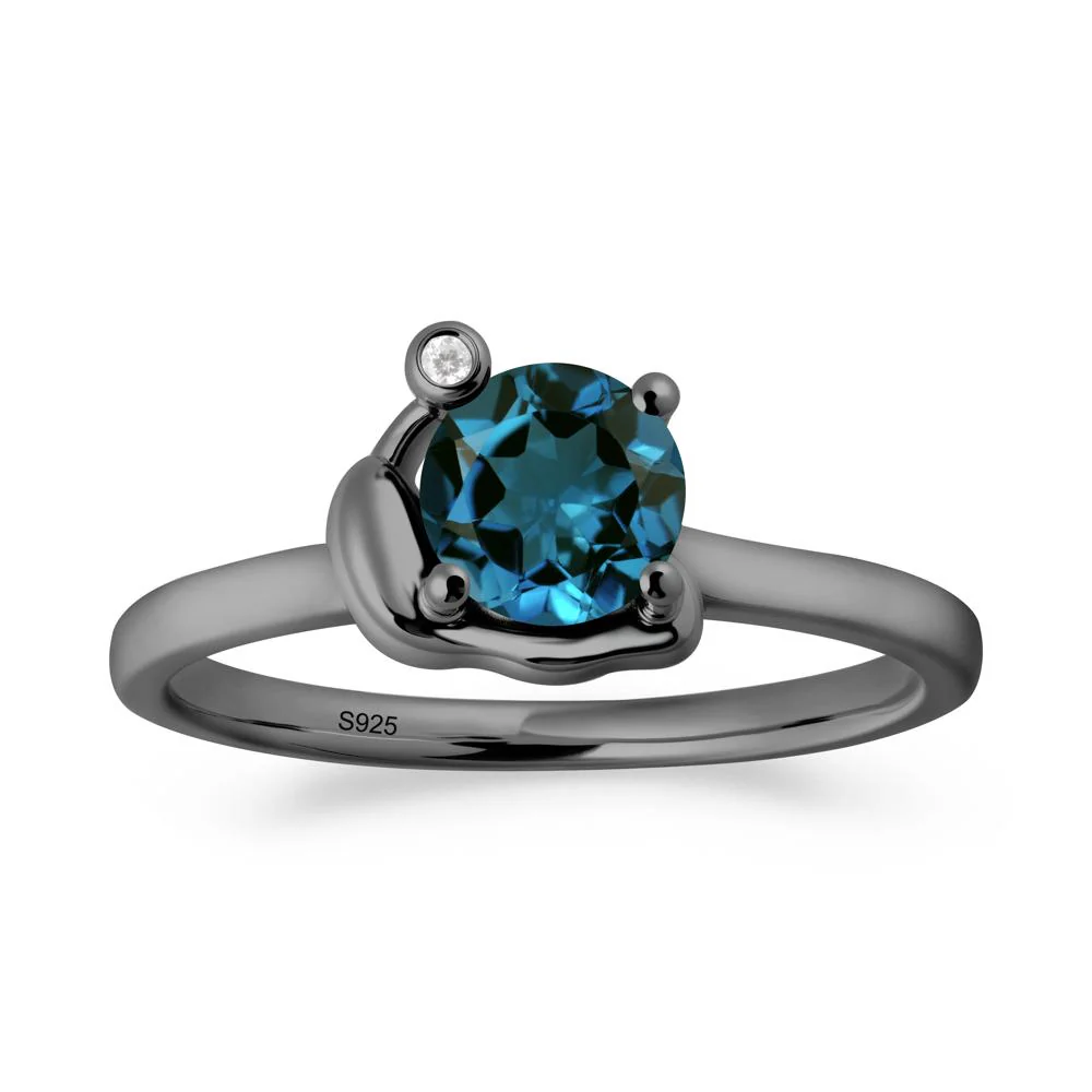 Minimalist Snail Inspired London Blue Topaz Ring - Image 8