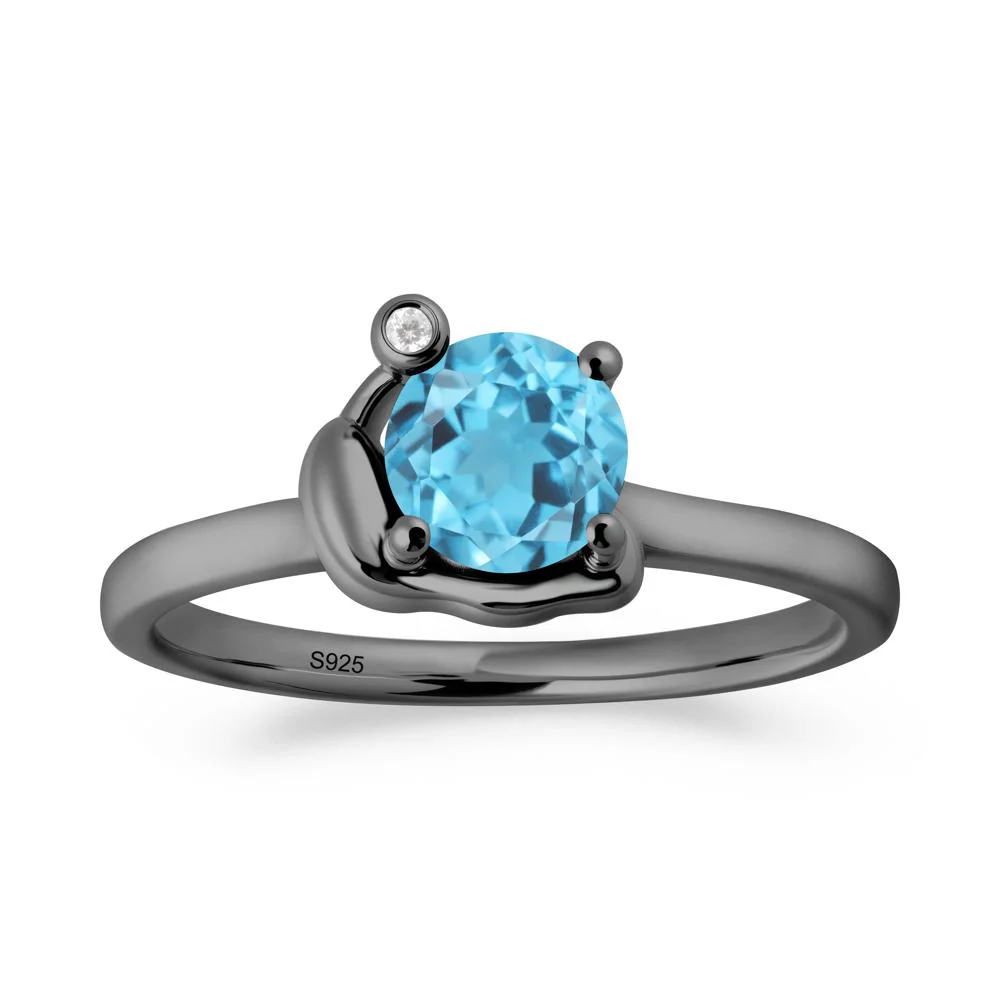 Minimalist Snail Inspired Swiss Blue Topaz Ring - Image 3