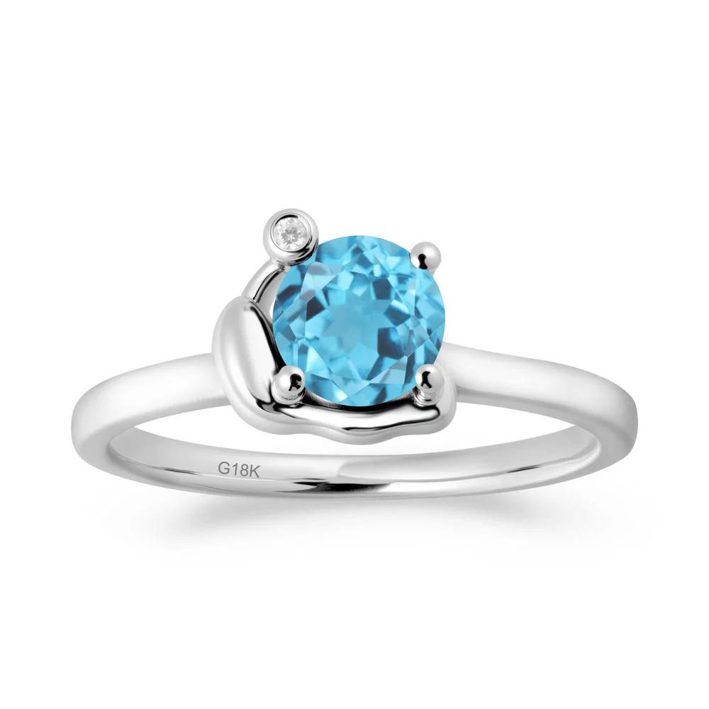 Minimalist Snail Inspired Swiss Blue Topaz Ring - Image 4