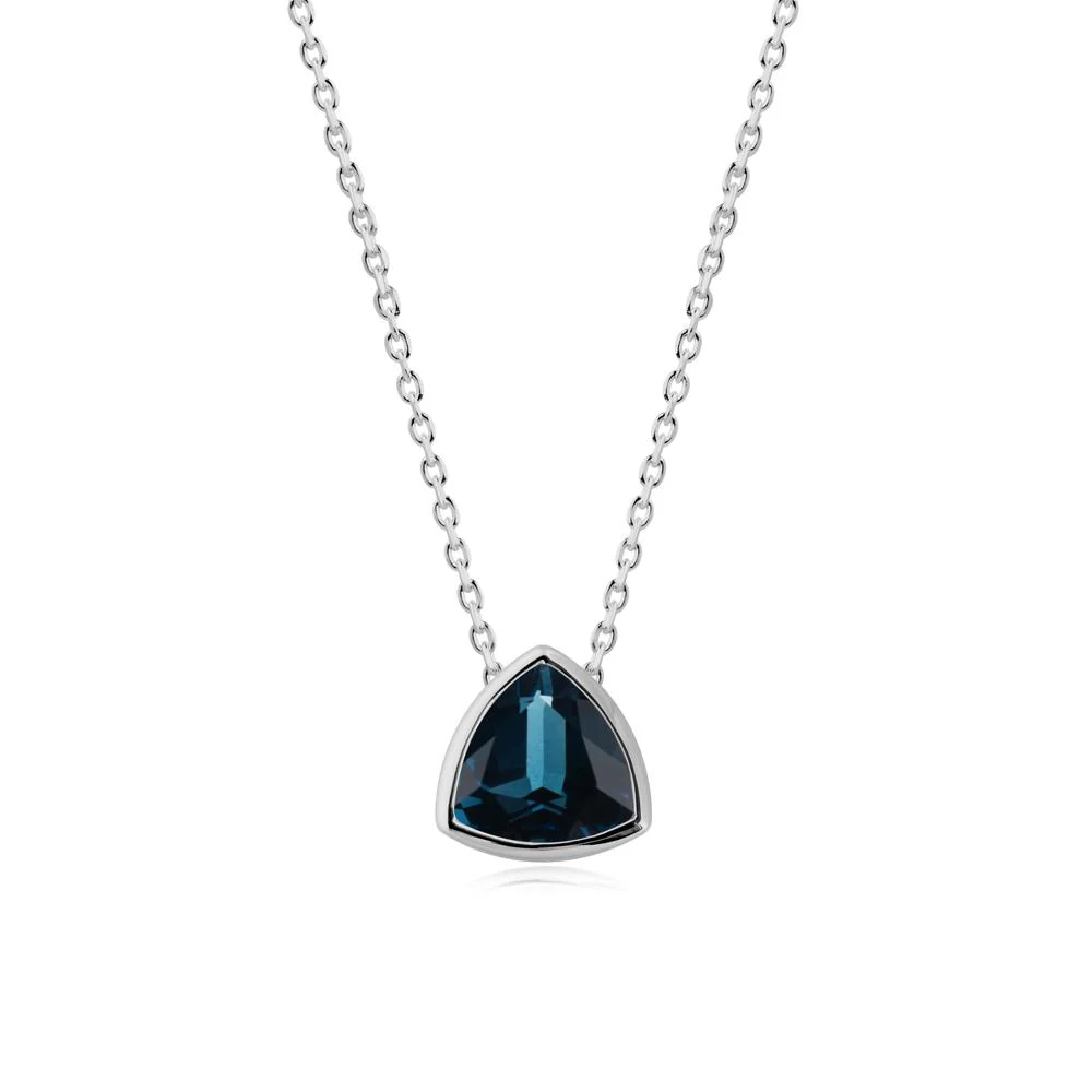 Minimalist Trillion-Cut London Blue Topaz Necklace