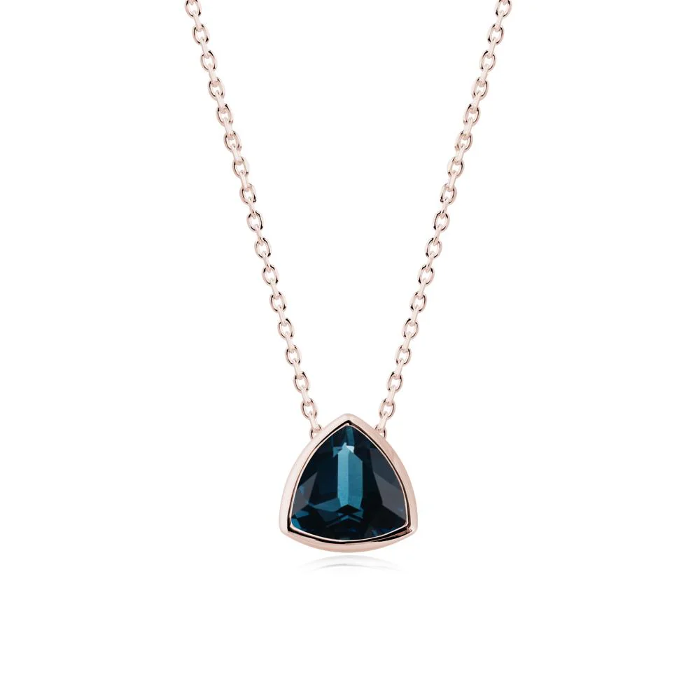 Minimalist Trillion-Cut London Blue Topaz Necklace - Image 2
