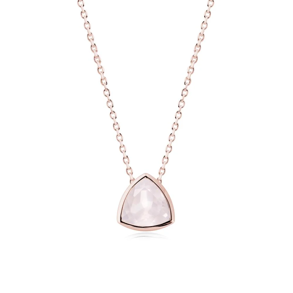 Minimalist Trillion-Cut Rose Quartz Necklace - Image 3