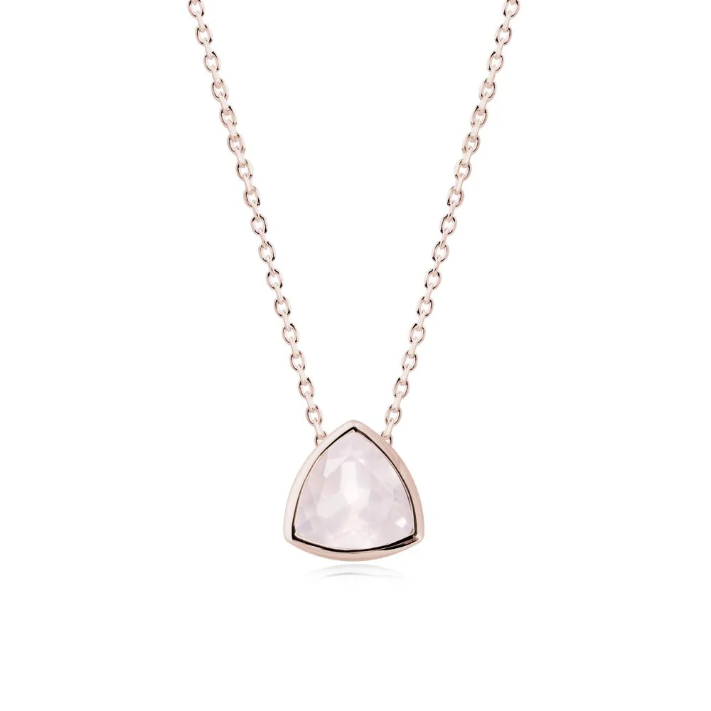 Minimalist Trillion-Cut Rose Quartz Necklace - Image 4