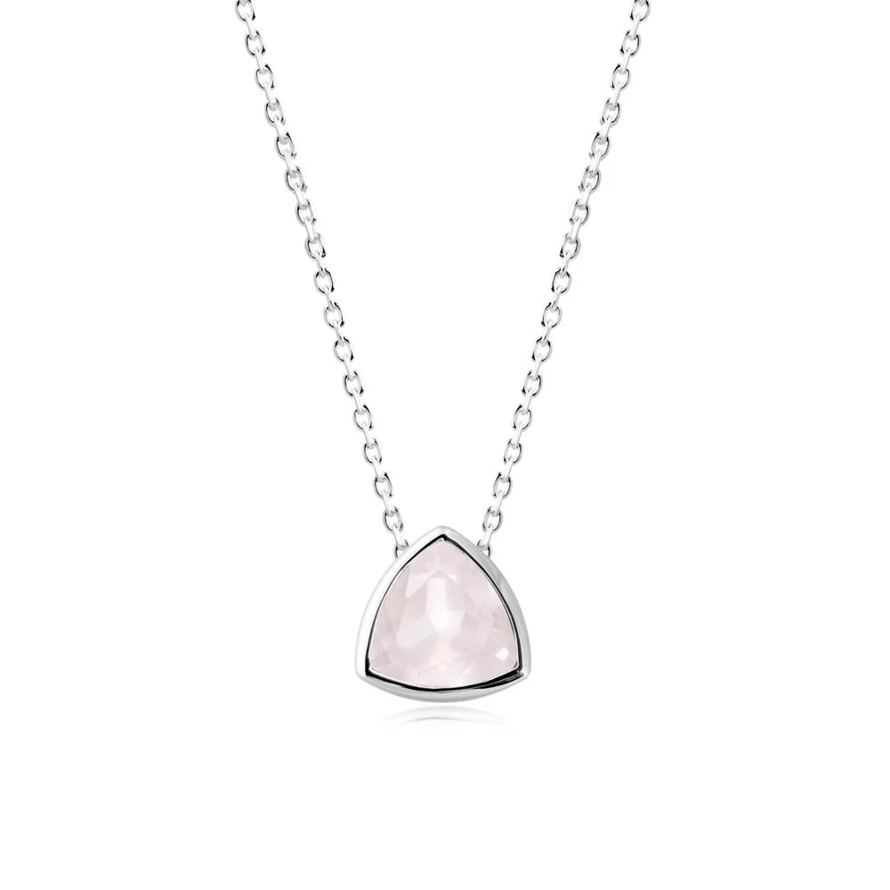 Minimalist Trillion-Cut Rose Quartz Necklace - Image 7
