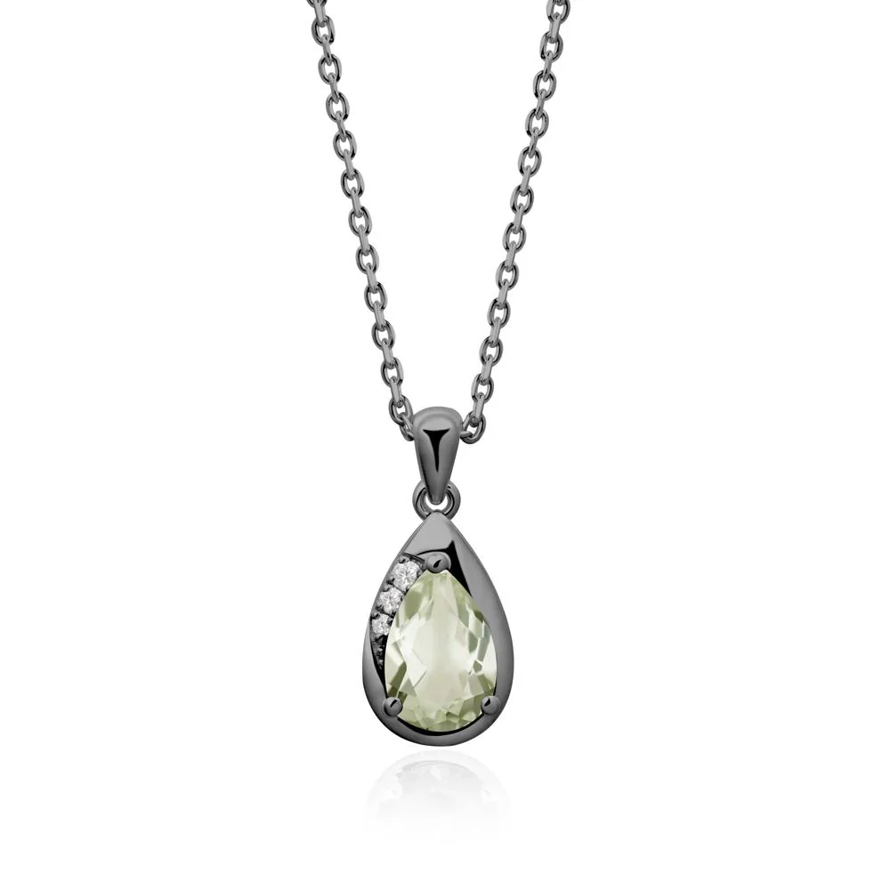 Modernist Pear Shaped Green Amethyst Necklace