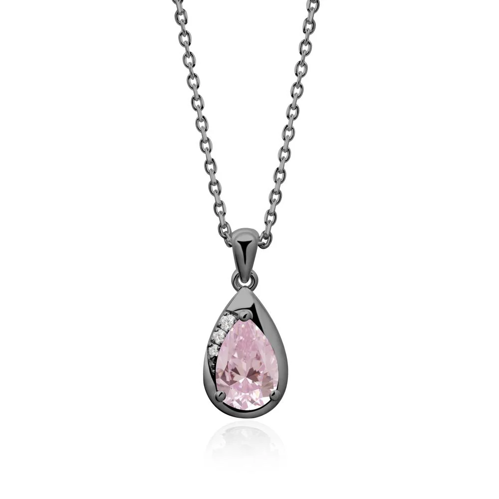 Modernist Pear Shaped Pink Cubic Zirconia Necklace