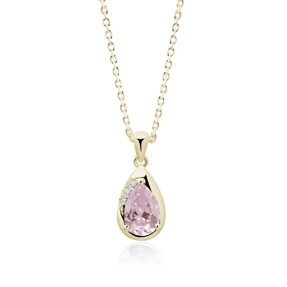 Modernist Pear Shaped Pink Cubic Zirconia Necklace - Image 2