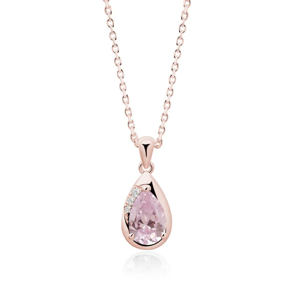 Modernist Pear Shaped Pink Cubic Zirconia Necklace - Image 4