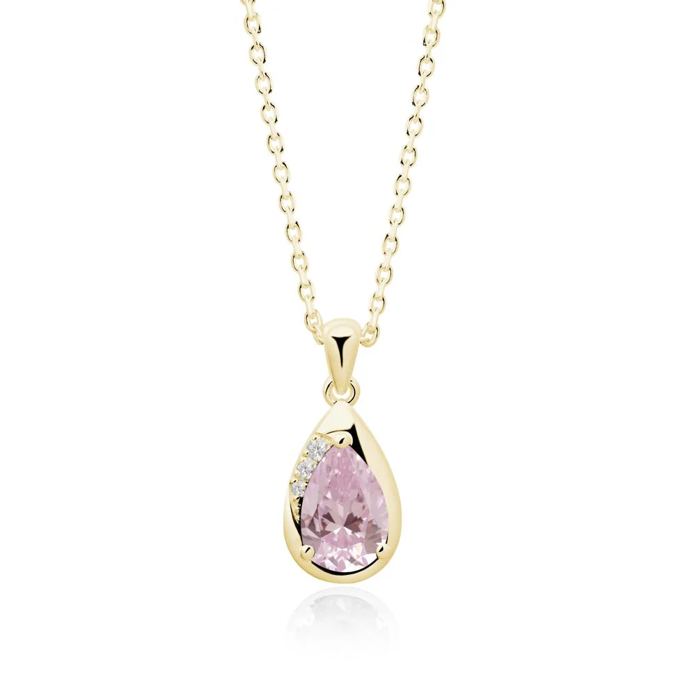 Modernist Pear Shaped Pink Cubic Zirconia Necklace - Image 6