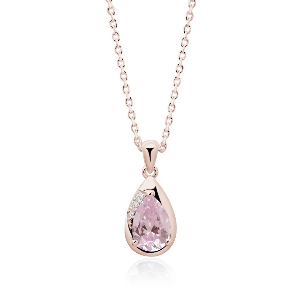 Modernist Pear Shaped Pink Cubic Zirconia Necklace - Image 8
