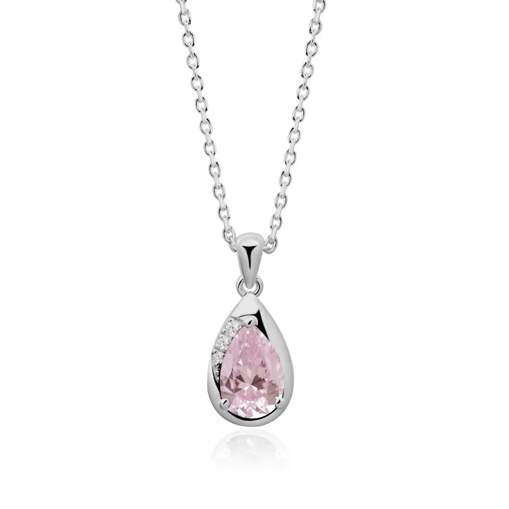 Modernist Pear Shaped Pink Cubic Zirconia Necklace - Image 9