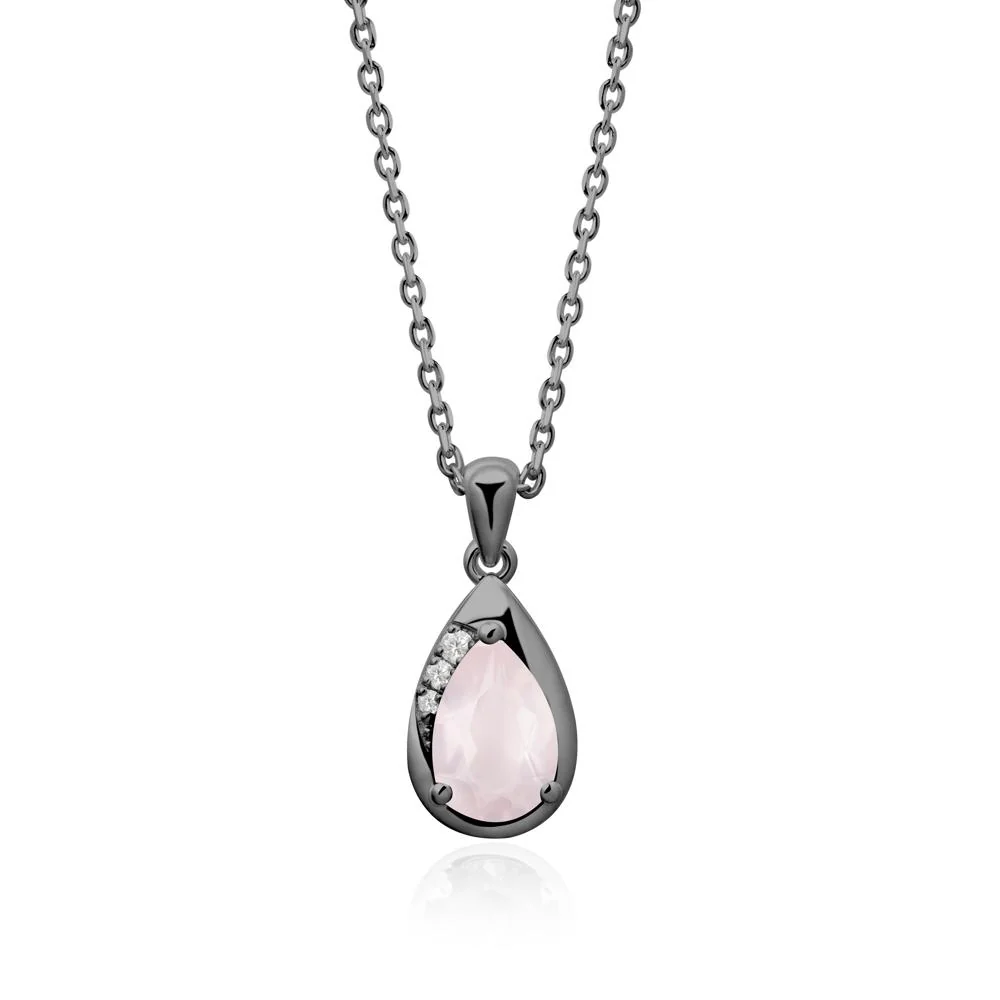 Modernist Pear Shaped Rose Quartz Necklace - Image 2