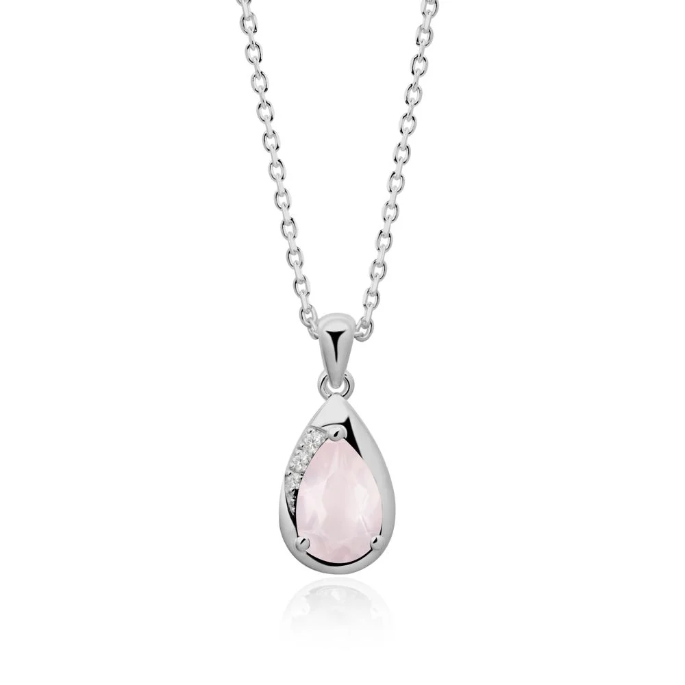 Modernist Pear Shaped Rose Quartz Necklace - Image 3