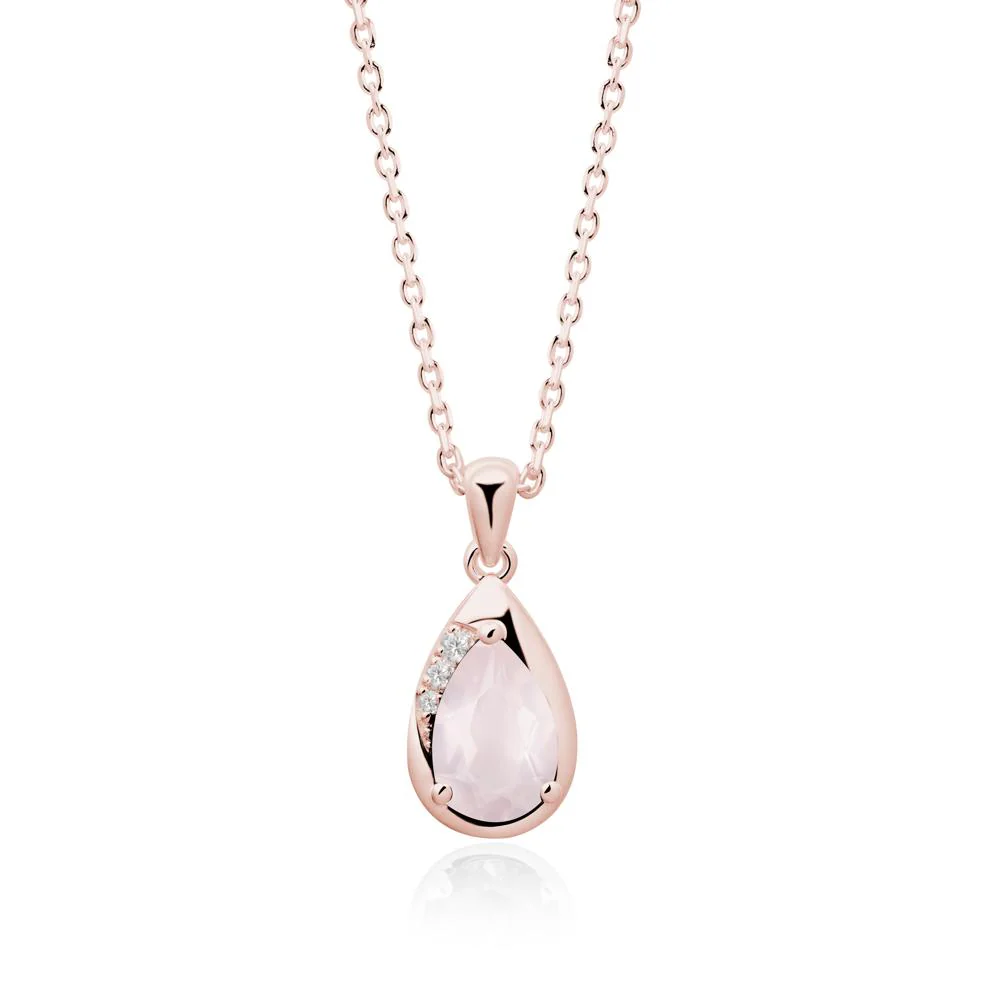 Modernist Pear Shaped Rose Quartz Necklace - Image 5