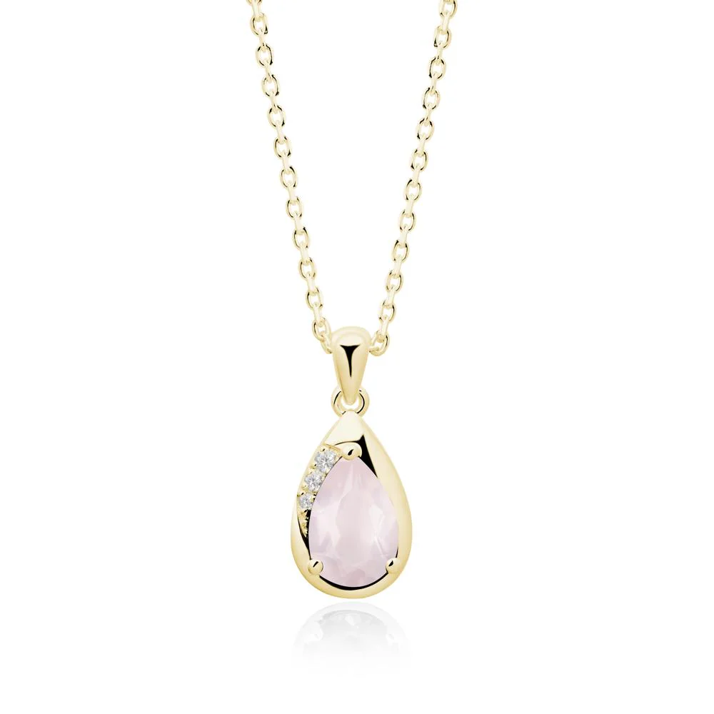 Modernist Pear Shaped Rose Quartz Necklace - Image 8