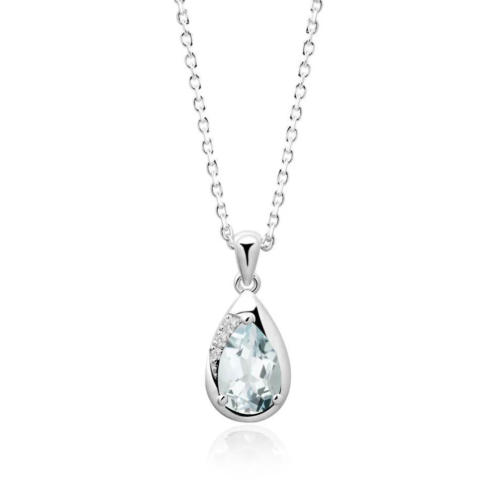 Modernist Teardrop Aquamarine Pendant