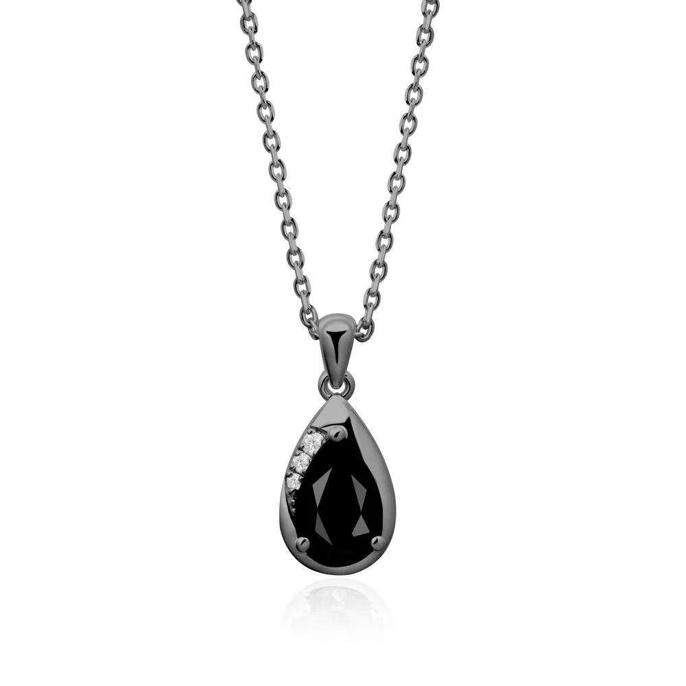 Modernist Teardrop Black Spinel Pendant