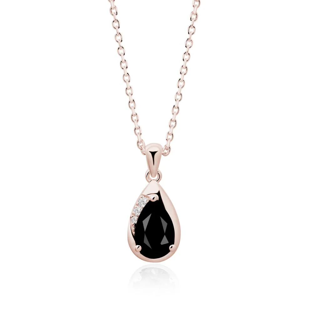 Modernist Teardrop Black Spinel Pendant - Image 3