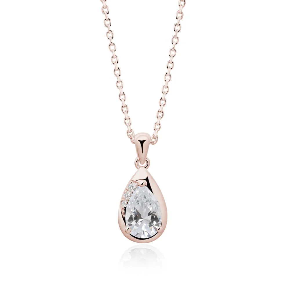 Modernist Teardrop Cubic Zirconia Pendant - Image 6