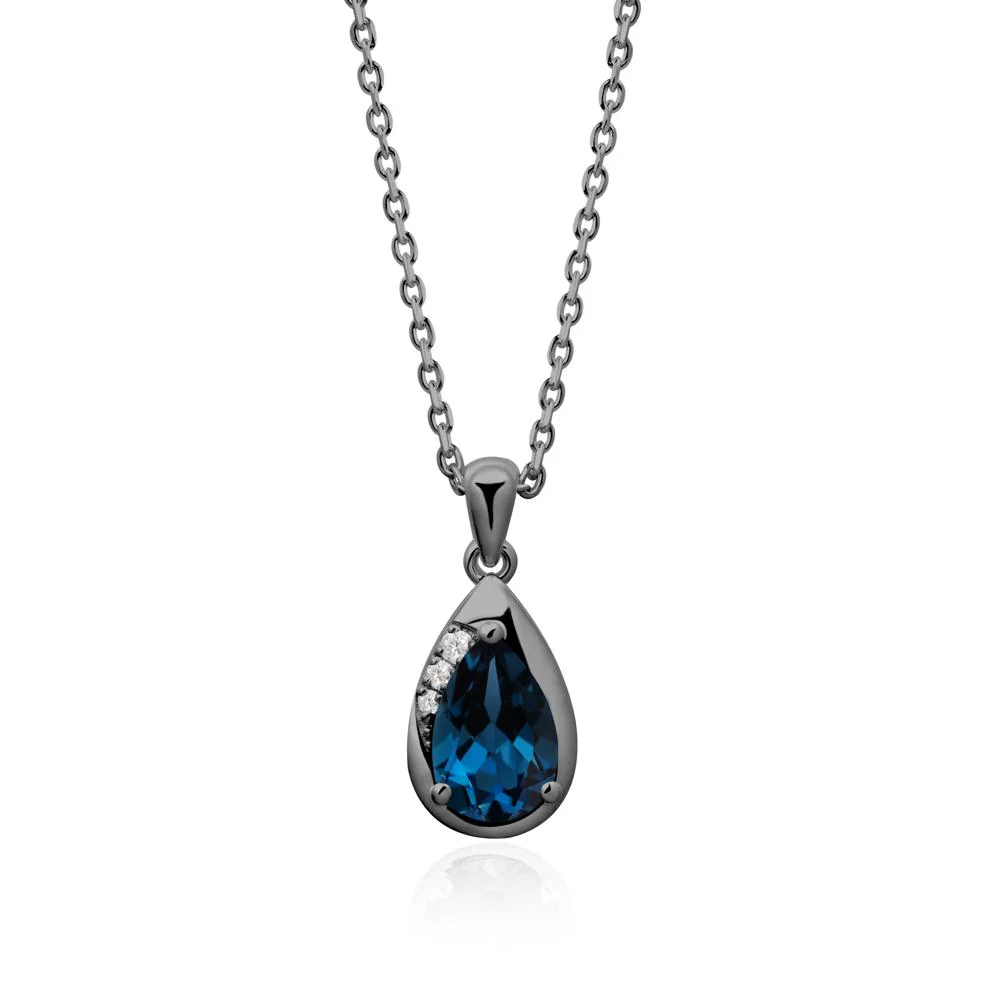 Modernist Teardrop London Blue Topaz Necklace - Image 4