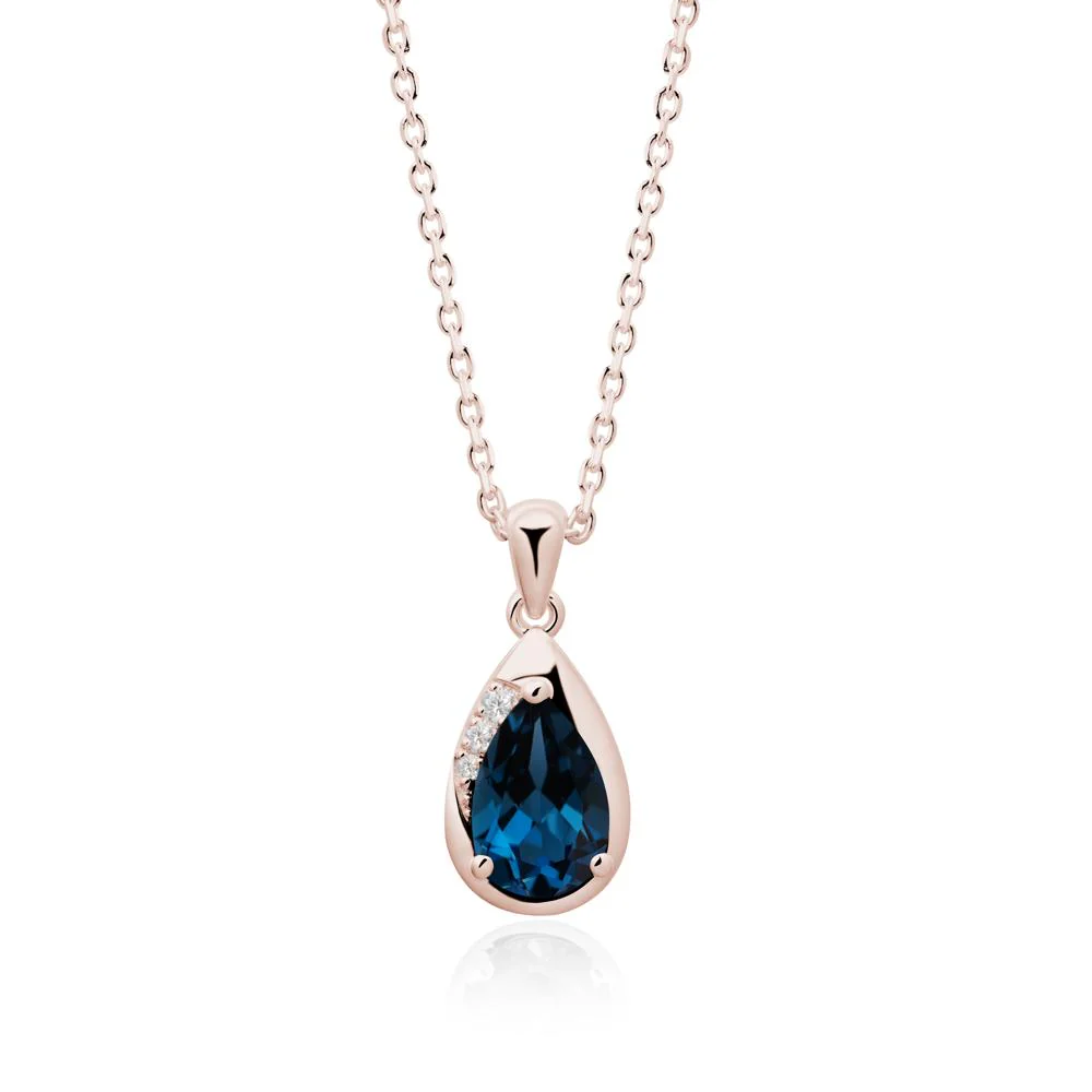 Modernist Teardrop London Blue Topaz Necklace - Image 5
