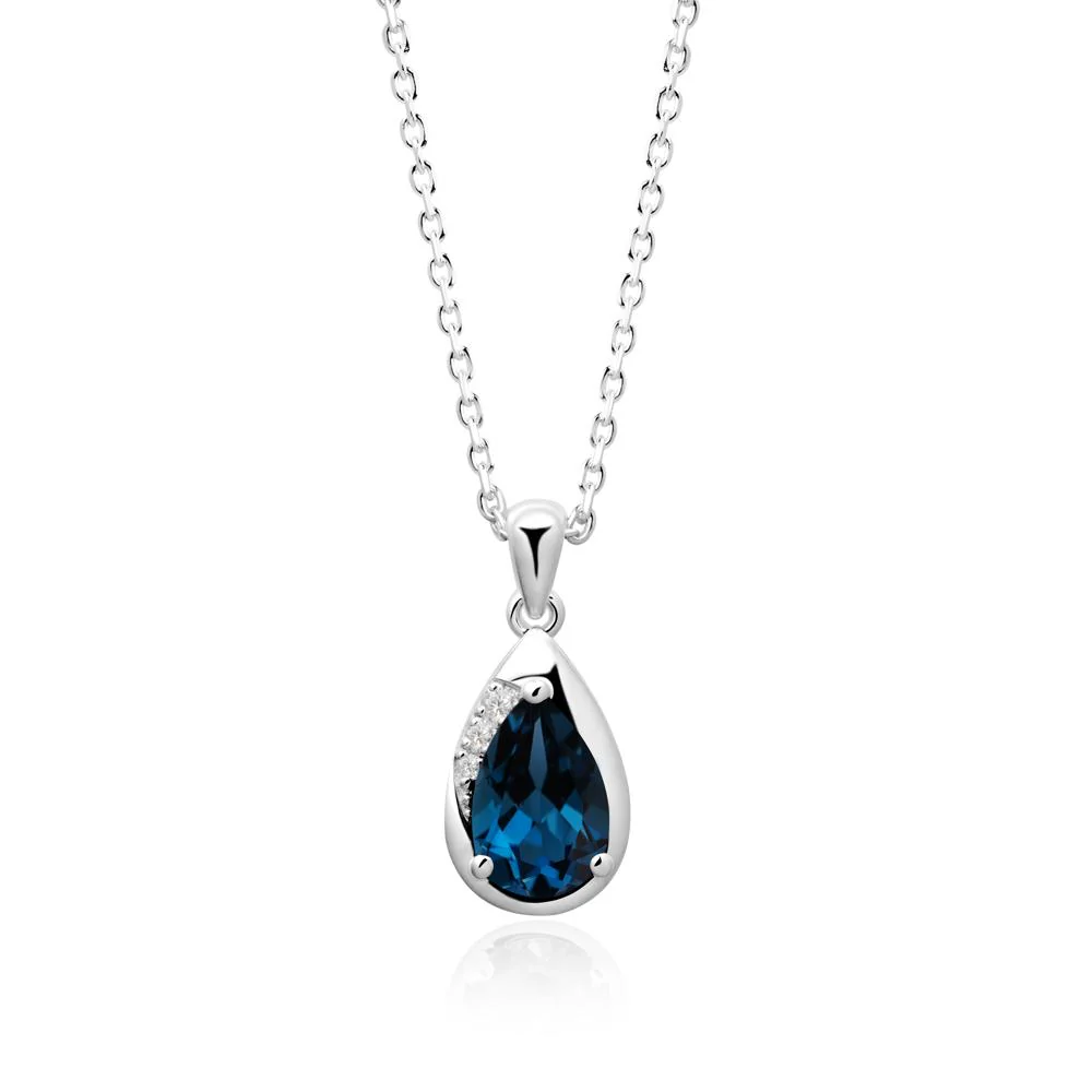 Modernist Teardrop London Blue Topaz Necklace - Image 6
