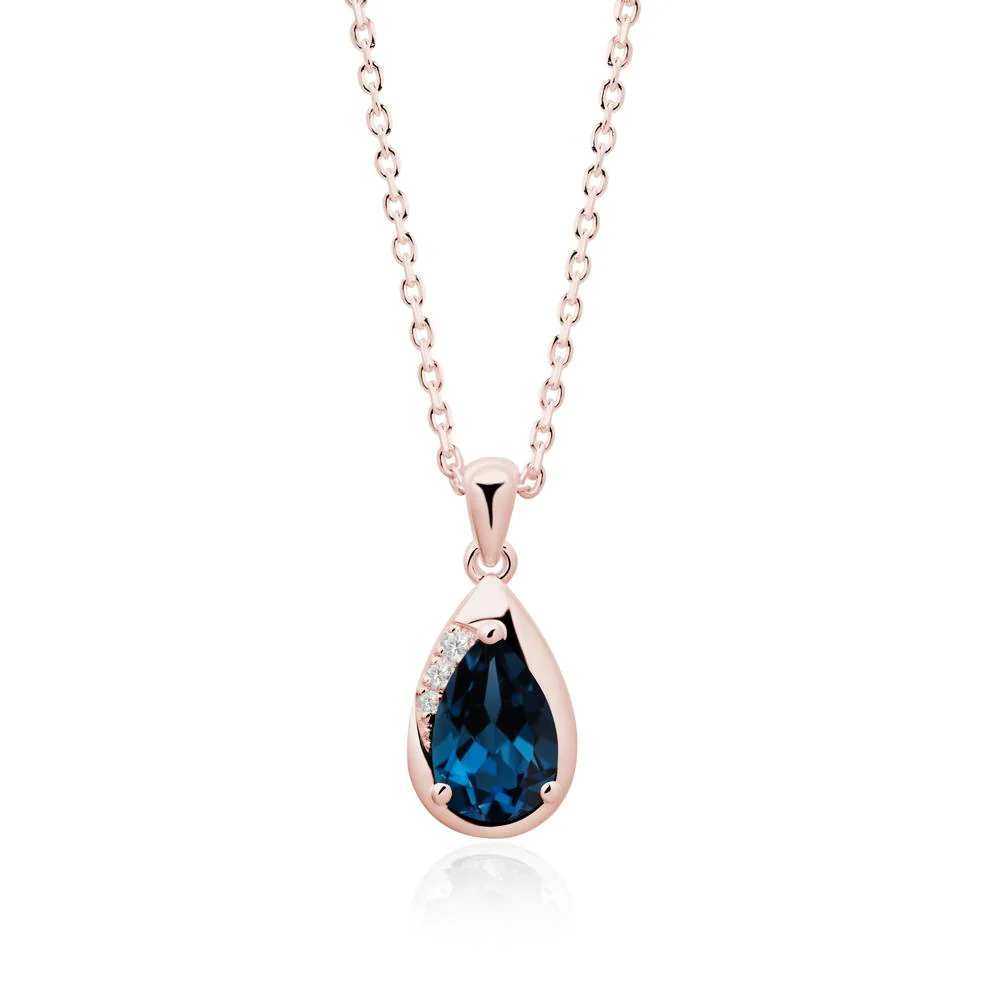 Modernist Teardrop London Blue Topaz Necklace - Image 7