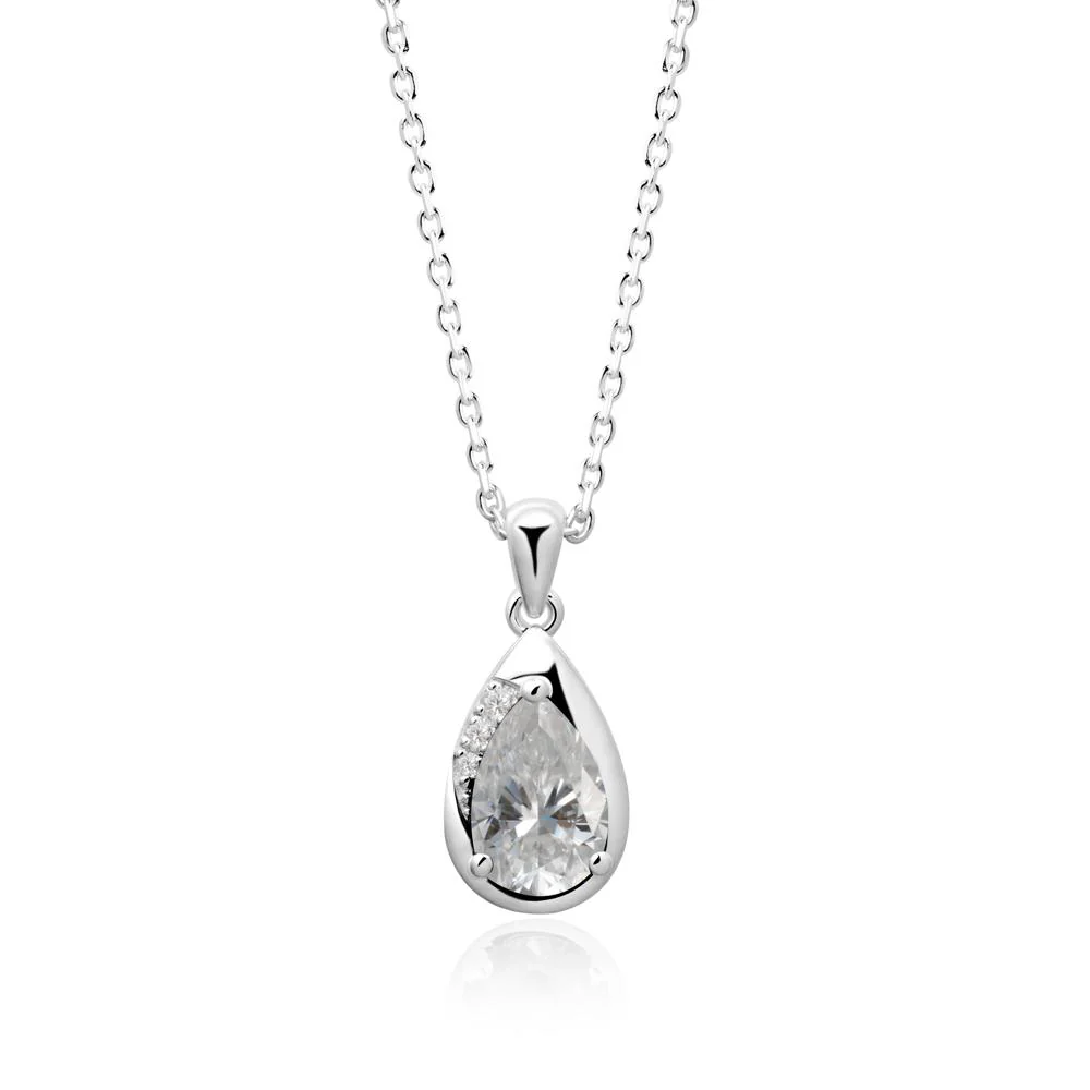 Modernist Teardrop Moissanite Pendant