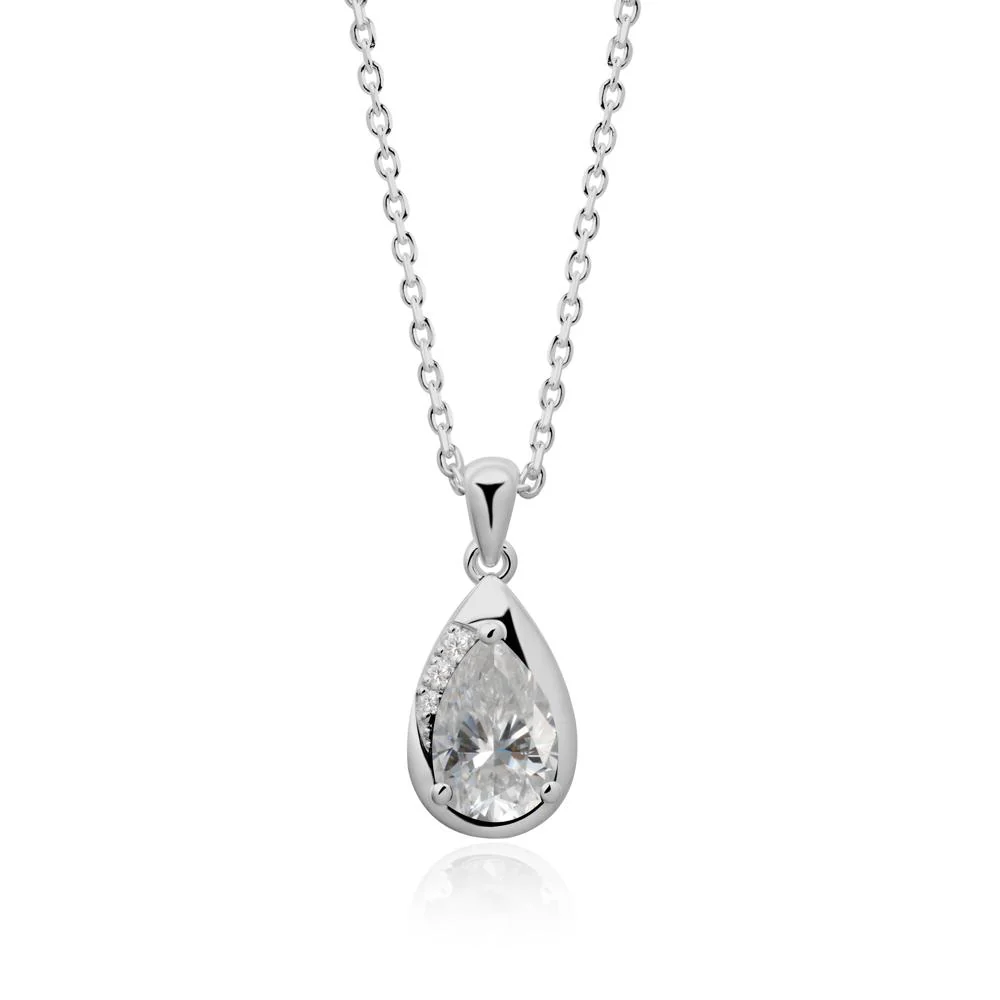Modernist Teardrop Moissanite Pendant - Image 8