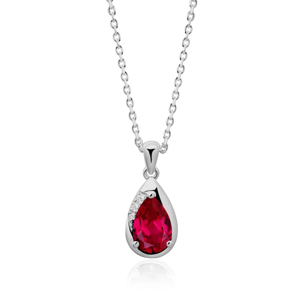 Modernist Teardrop Ruby Pendant