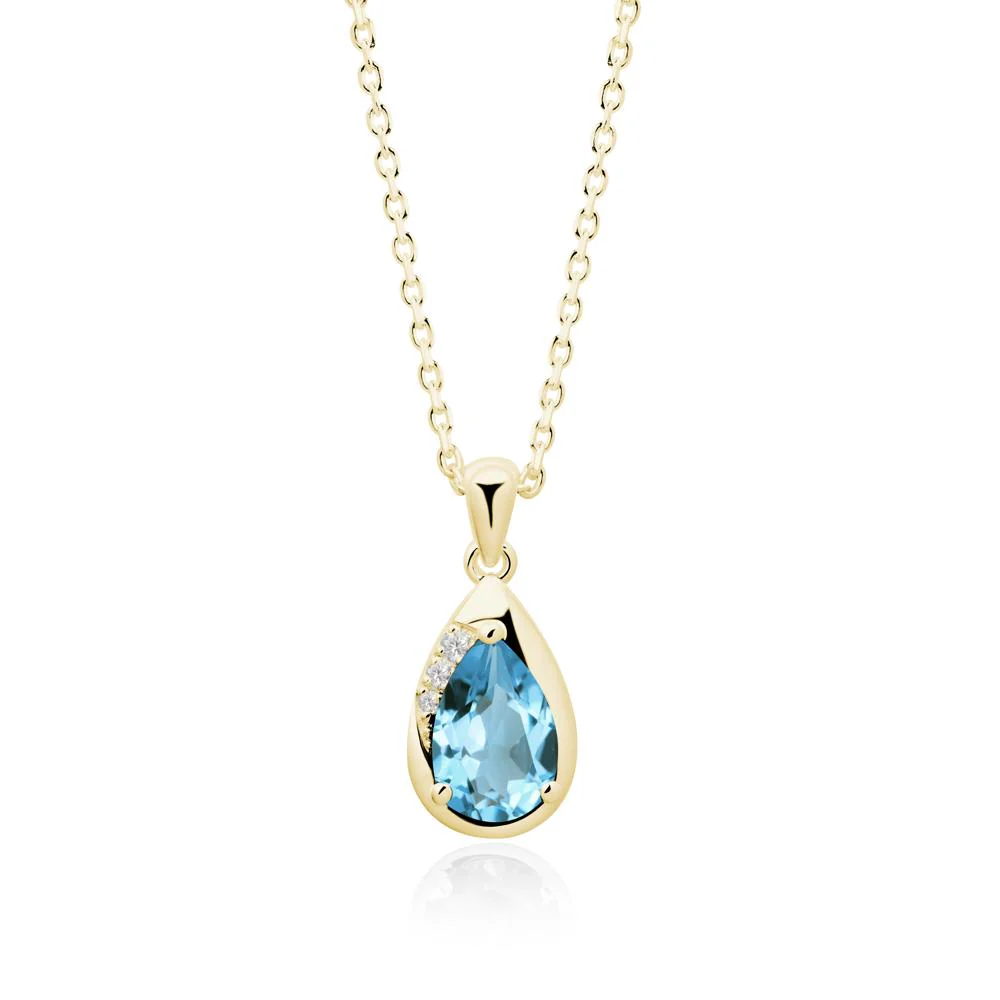 Modernist Teardrop Swiss Blue Topaz Necklace - Image 4