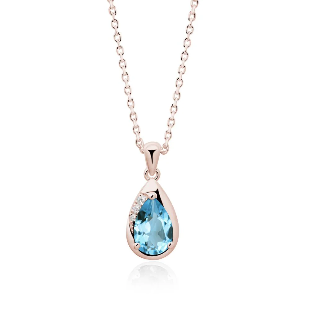 Modernist Teardrop Swiss Blue Topaz Necklace - Image 5