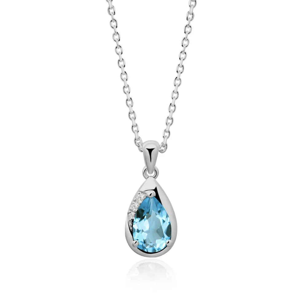 Modernist Teardrop Swiss Blue Topaz Necklace - Image 6