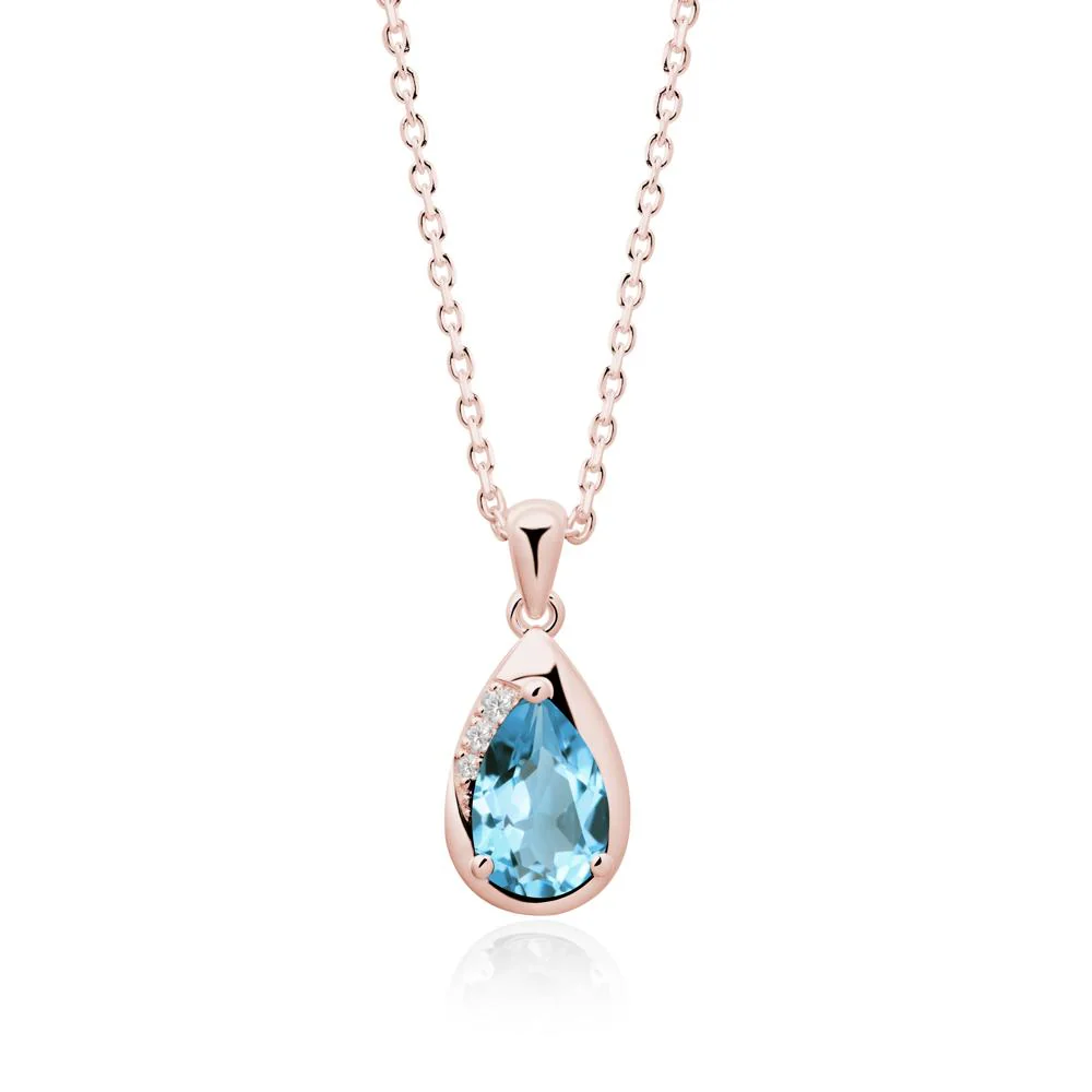 Modernist Teardrop Swiss Blue Topaz Necklace - Image 7