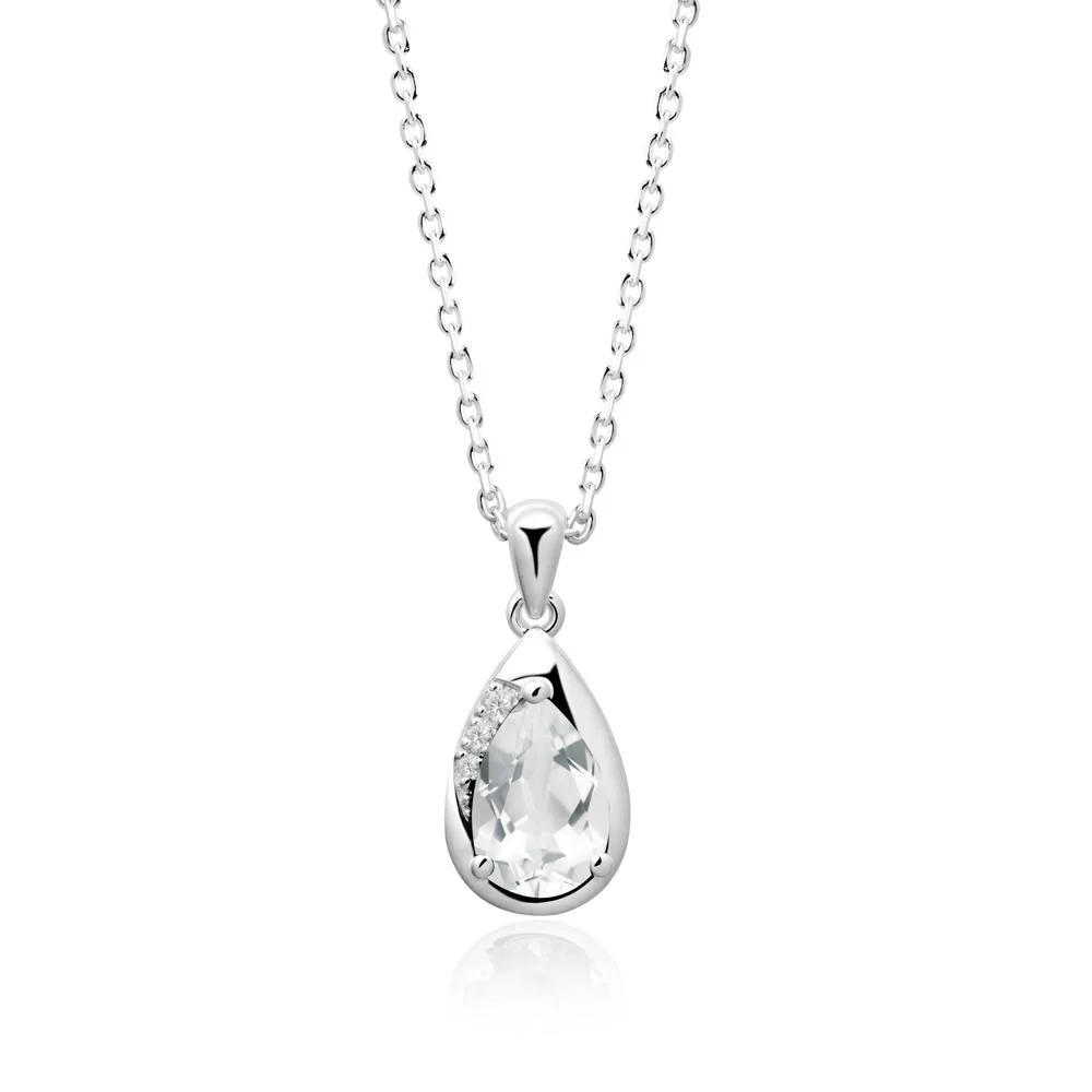 Modernist Teardrop White Topaz Necklace - Image 2