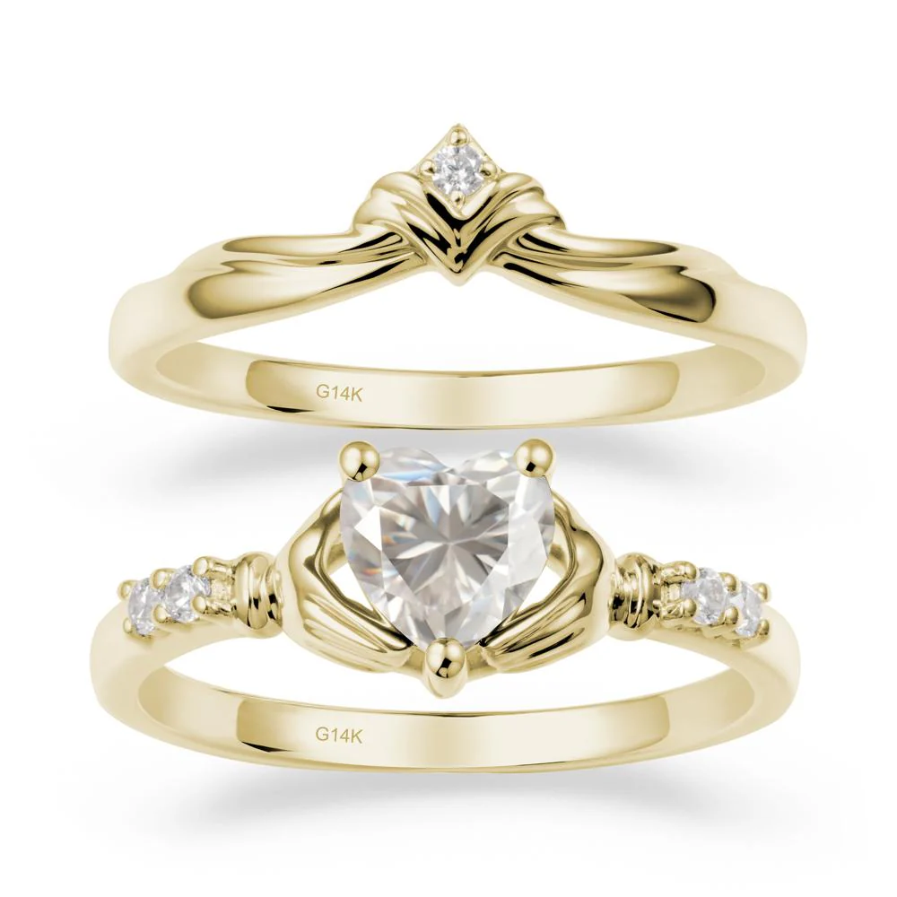 Moissanite Claddagh Wedding Ring Sets - Image 3