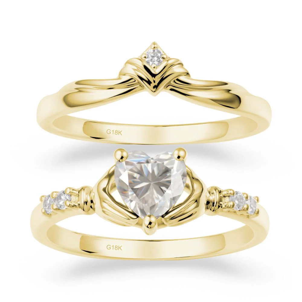 Moissanite Claddagh Wedding Ring Sets - Image 6