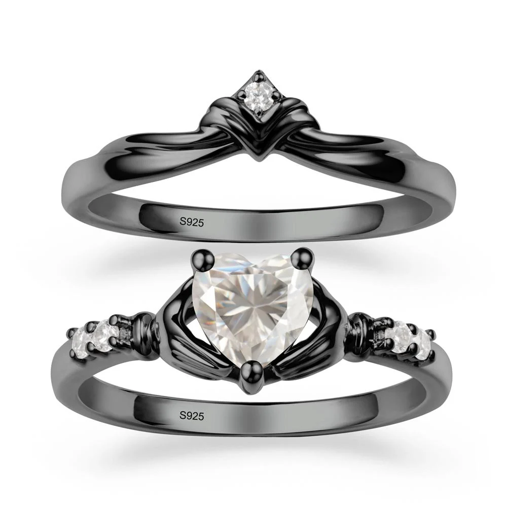 Moissanite Claddagh Wedding Ring Sets - Image 7