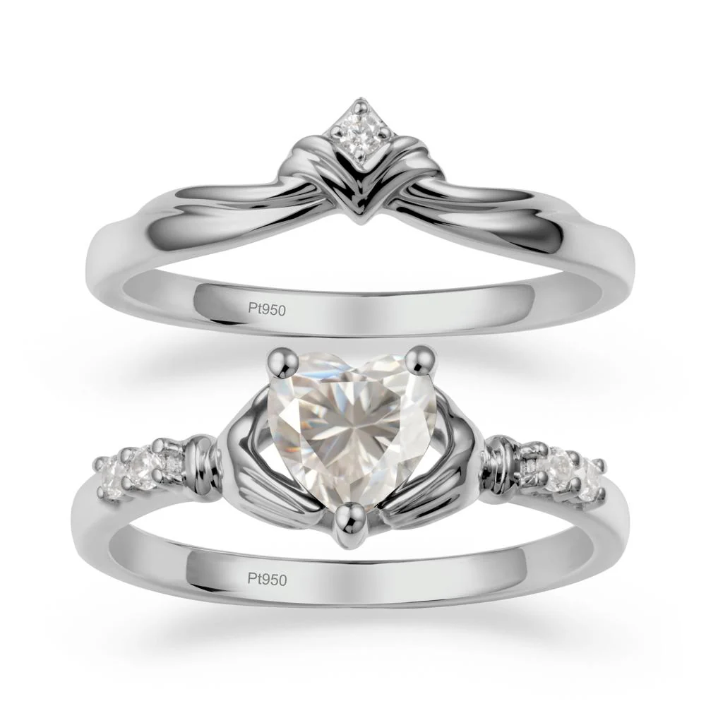 Moissanite Claddagh Wedding Ring Sets - Image 8